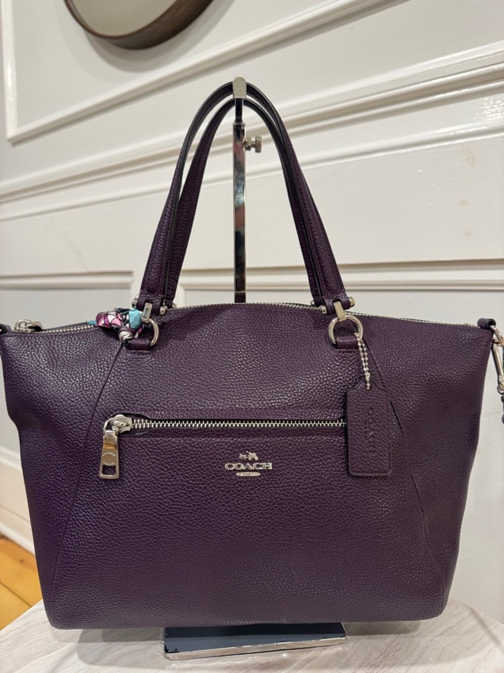 COACH Bag Prairie Purple Leather Satchel Tote EUC - Picture 5 of 17